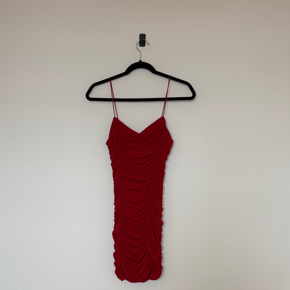 Elegant Red Ruched Dress